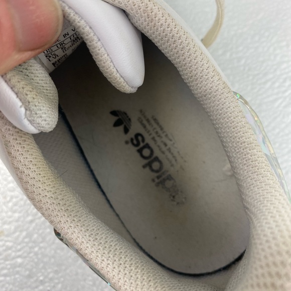 ADIDAS Stan Smith Iridescent Heel White Sneakers Youth 5.5 - Picture 7 of 8